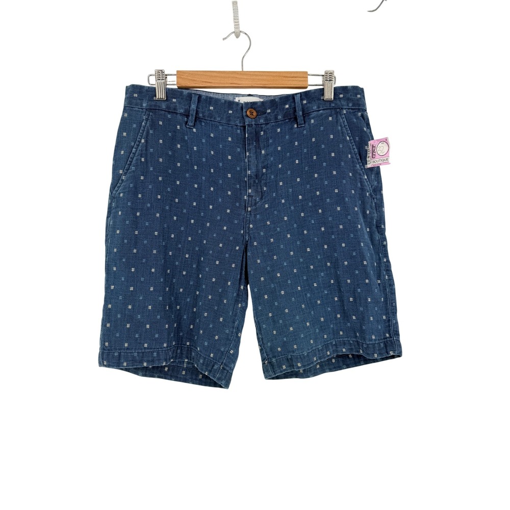 Paige Mens New Thompson Preppy Coastal Shorts 32 Blue Pattern Cotton Nautical